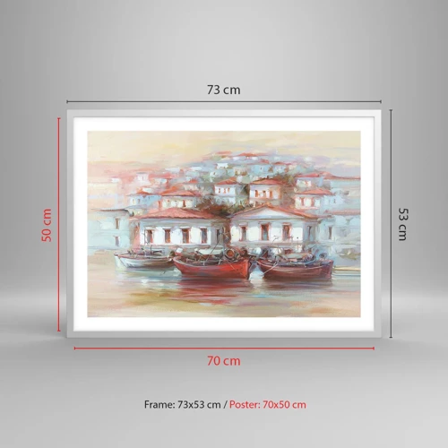 Plakat w białej ramie - Szczęśliwe miasteczko - 70x50 cm