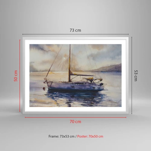 Plakat w białej ramie - Wieczór w zatoce - 70x50 cm