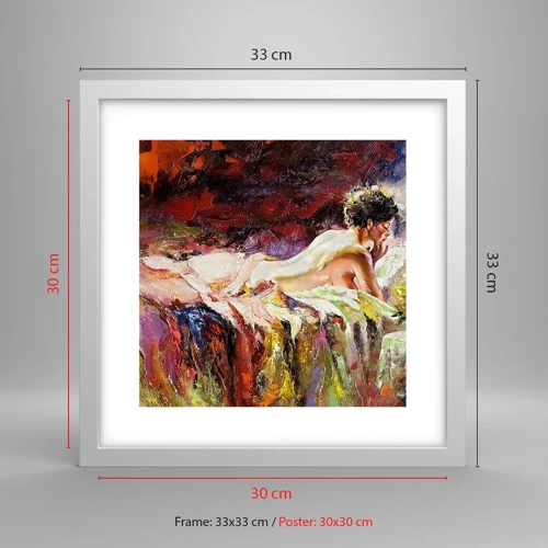 Plakat w białej ramie - Zamyślona Wenus - 30x30 cm