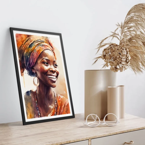 Plakat w czarnej ramie - Afrykańska królowa - 50x70 cm
