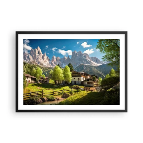 Plakat w czarnej ramie - Alpejska sielanka - 70x50 cm