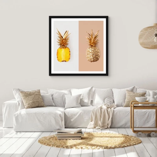 Plakat w czarnej ramie - Ananas dla nas - 30x30 cm