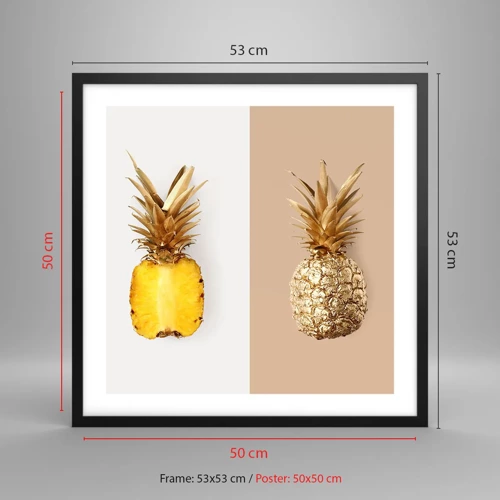 Plakat w czarnej ramie - Ananas dla nas - 50x50 cm