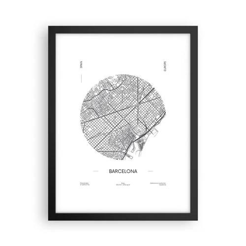 Plakat w czarnej ramie - Anatomia Barcelony - 30x40 cm