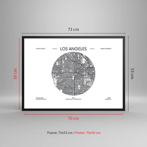 Plakat w czarnej ramie - Anatomia Los Angeles - 70x50 cm