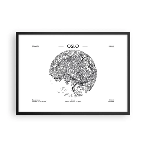 Plakat w czarnej ramie - Anatomia Oslo - 70x50 cm