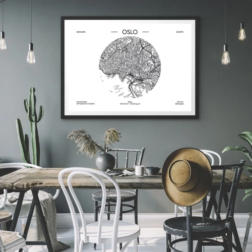 Plakat w czarnej ramie - Anatomia Oslo - 70x50 cm