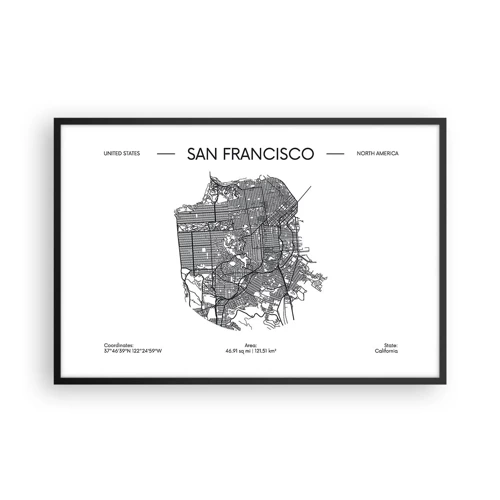 Plakat w czarnej ramie - Anatomia San Francisco - 91x61 cm