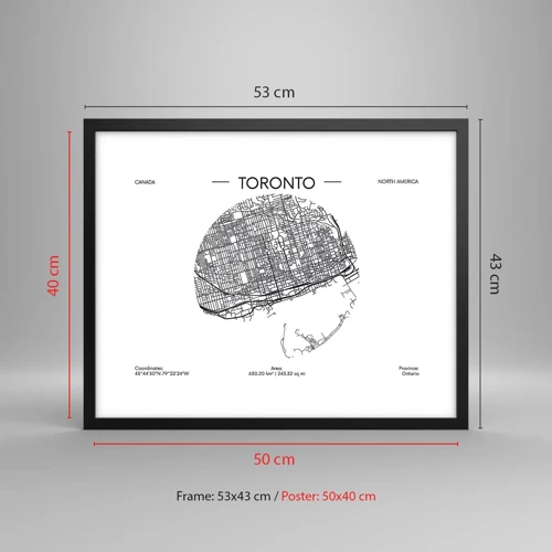 Plakat w czarnej ramie - Anatomia Toronto - 50x40 cm