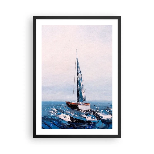 Plakat w czarnej ramie - Braterstwo wiatru - Żaglówka na wzburzonym oceanie w malarskim stylu - 50x70cm