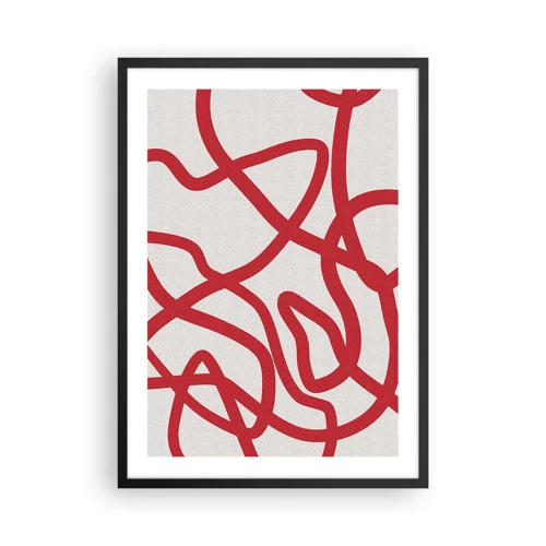 Plakat w czarnej ramie - Czerwono na białym - 50x70 cm