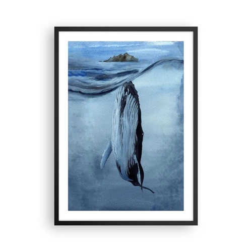 Plakat w czarnej ramie - Dwa światy północy - Wieloryb pod powierzchnią oceanu - 50x70cm