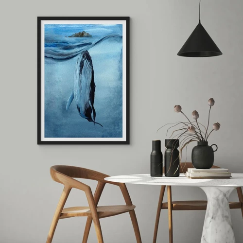 Plakat w czarnej ramie - Dwa światy północy - Wieloryb pod powierzchnią oceanu - 50x70cm