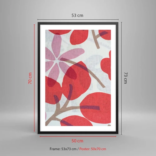 Plakat w czarnej ramie - Kompozycja kwiatowa w różu - 50x70 cm