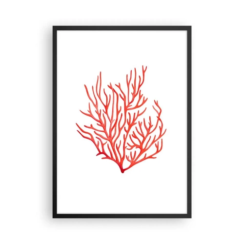 Plakat w czarnej ramie - Koralowy filigran - 50x70 cm