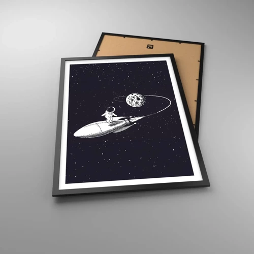 Plakat w czarnej ramie - Kosmiczny surfer - 50x70 cm