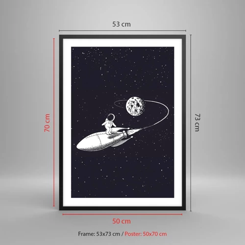 Plakat w czarnej ramie - Kosmiczny surfer - 50x70 cm