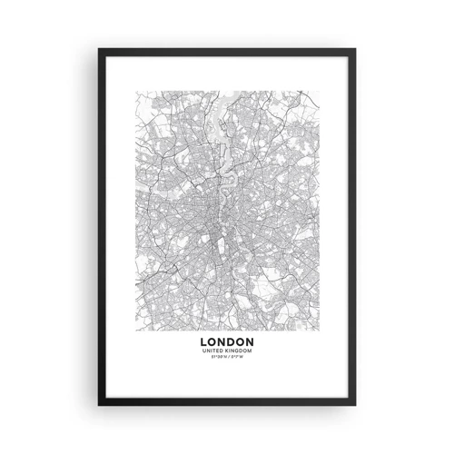 Plakat w czarnej ramie - Mapa londyńskiego labiryntu - 50x70 cm