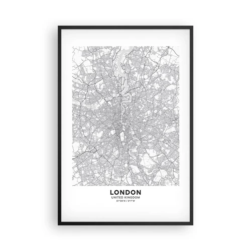 Plakat w czarnej ramie - Mapa londyńskiego labiryntu - 61x91 cm