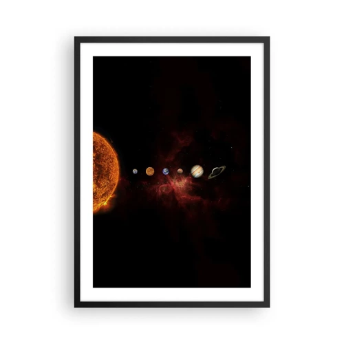 Plakat w czarnej ramie - Nasza okolica - Układ Słoneczny z planetami na tle kosmosu - 50x70cm