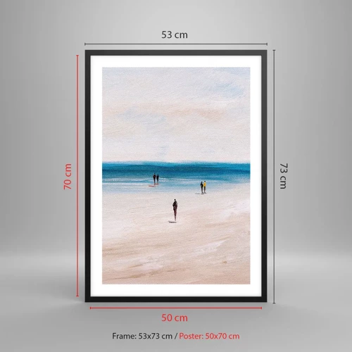 Plakat w czarnej ramie - Naturalna potrzeba - Minimalistyczna scena plażowa - 50x70cm