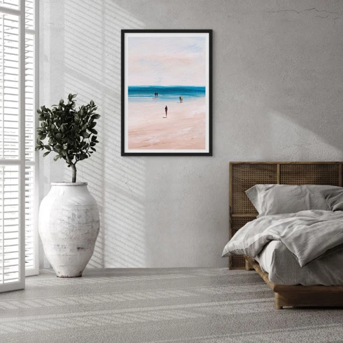 Plakat w czarnej ramie - Naturalna potrzeba - Minimalistyczna scena plażowa - 50x70cm