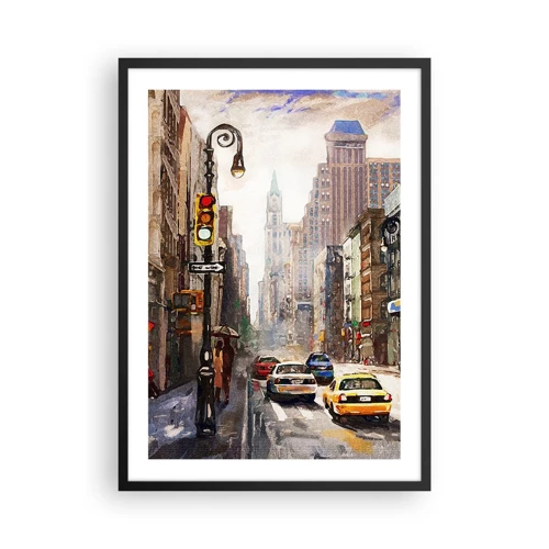 Plakat w czarnej ramie - Nowy Jork – w deszczu tez kolorowy - 50x70 cm
