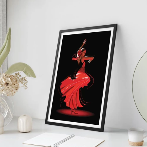 Plakat w czarnej ramie - Ognisty duch flamenco - 50x70 cm