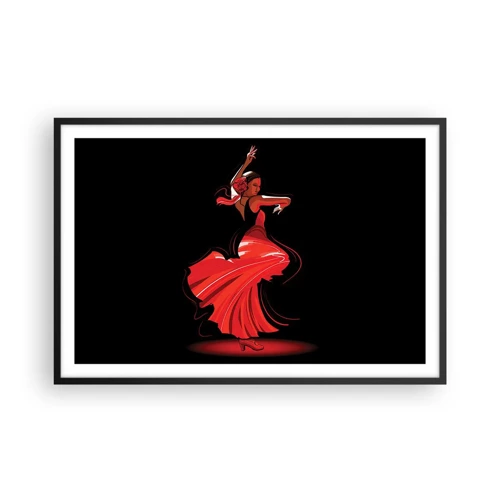 Plakat w czarnej ramie - Ognisty duch flamenco - 91x61 cm