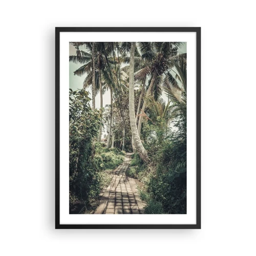 Plakat w czarnej ramie - Palmowa aleja - Egzotyczna ścieżka pośród palm w tropikalnym krajobrazie - 50x70cm