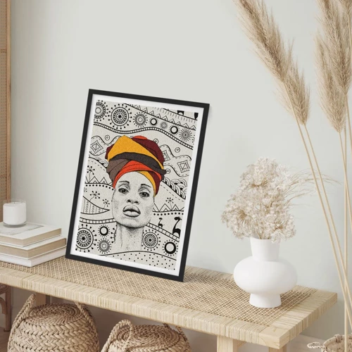 Plakat w czarnej ramie - Portret afrykański - 50x70 cm