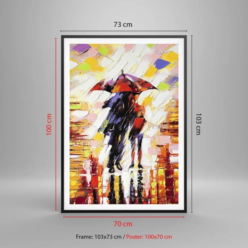 Plakat w czarnej ramie - Razem przez noc i deszcz - 70x100 cm