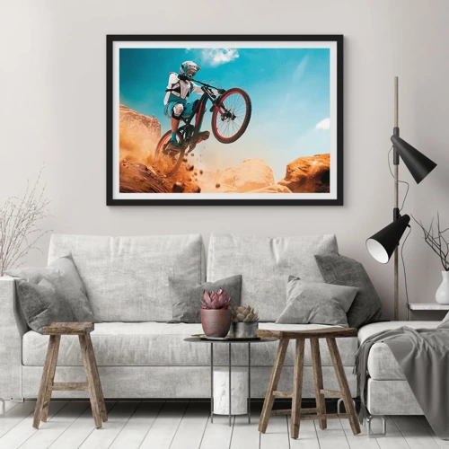 Plakat w czarnej ramie - Rowerowy demon szaleństwa - 100x70 cm