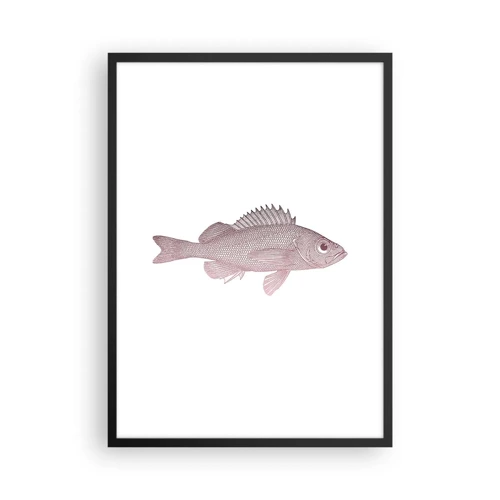 Plakat w czarnej ramie - Ryba wielkooka - Grafika ryby na białym tle w minimalistycznym stylu - 50x70cm