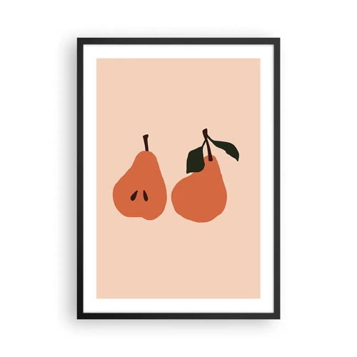 Plakat w czarnej ramie - Sama słodycz - Minimalistyczna ilustracja dwóch gruszek na beżowym tle - 50x70cm