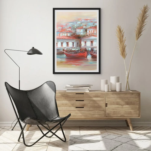 Plakat w czarnej ramie - Szczęśliwe miasteczko - 50x70 cm