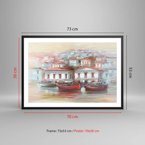 Plakat w czarnej ramie - Szczęśliwe miasteczko - 70x50 cm