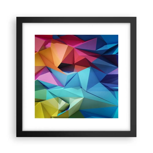 Plakat w czarnej ramie - Tęczowe origami - 30x30 cm