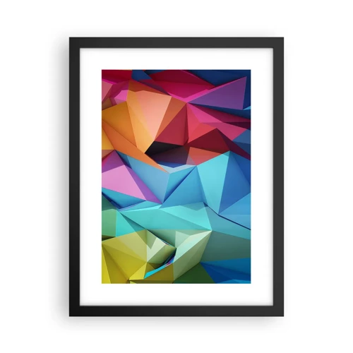 Plakat w czarnej ramie - Tęczowe origami - 30x40 cm