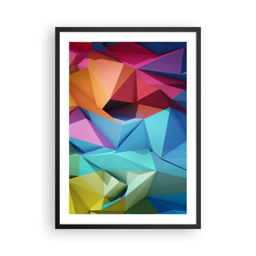 Plakat w czarnej ramie - Tęczowe origami - 50x70 cm