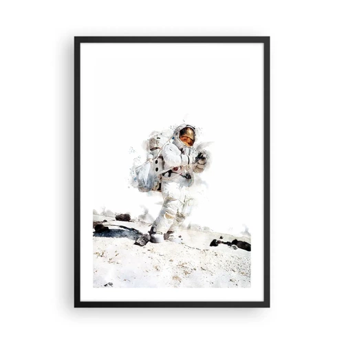 Plakat w czarnej ramie - Wysłannik Ziemi - Astronauta w skafandrze kosmicznym na powierzchni Księżyca - 50x70cm