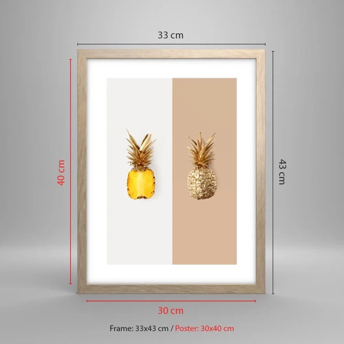 Plakat w ramie jasny dąb - Ananas dla nas - 30x40 cm