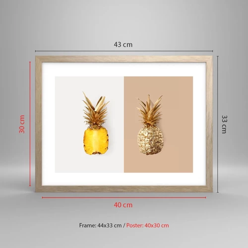 Plakat w ramie jasny dąb - Ananas dla nas - 40x30 cm