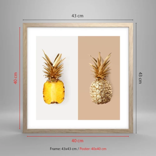 Plakat w ramie jasny dąb - Ananas dla nas - 40x40 cm