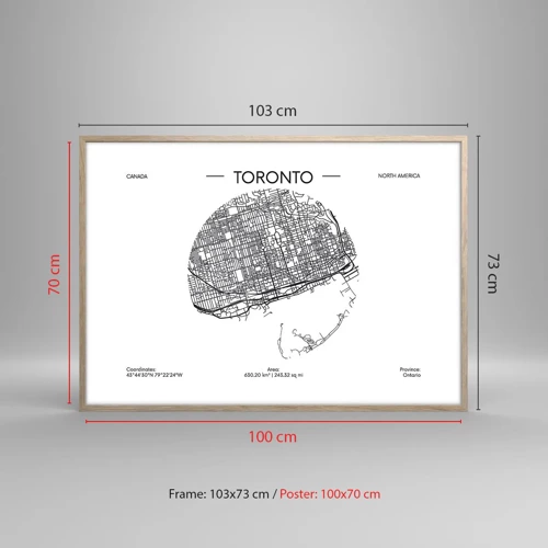 Plakat w ramie jasny dąb - Anatomia Toronto - 100x70 cm