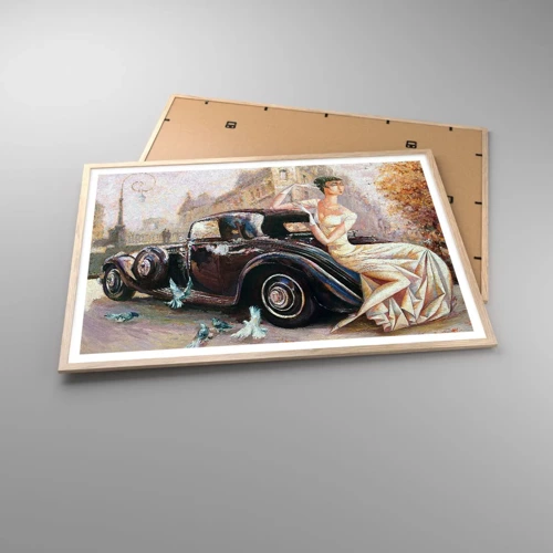 Plakat w ramie jasny dąb - Elegancja w stylu retro - 100x70 cm