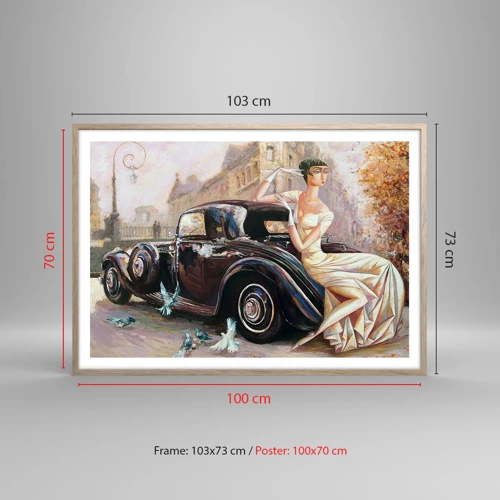 Plakat w ramie jasny dąb - Elegancja w stylu retro - 100x70 cm