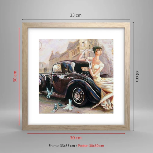 Plakat w ramie jasny dąb - Elegancja w stylu retro - 30x30 cm