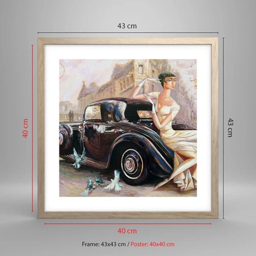 Plakat w ramie jasny dąb - Elegancja w stylu retro - 40x40 cm