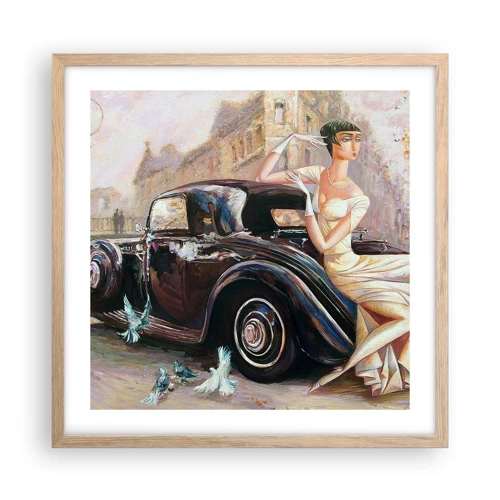 Plakat w ramie jasny dąb - Elegancja w stylu retro - 50x50 cm